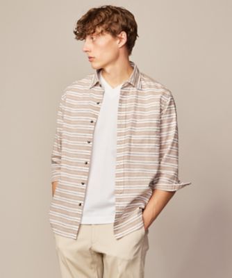 ＜JOSEPH ABBOUD (Men) ＞【キングサイズ・清涼感】エアリノマリンボーダーシャツ（ＨＨＪＫＣＭ０４１２）