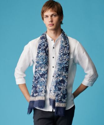 ＜JOSEPH ABBOUD (Men) ＞【キングサイズ・麻１００％・軽い・涼しい】　モイスチャーリネンバンドカラーシャツ（ＨＨＪＫＧＭ０３０８）