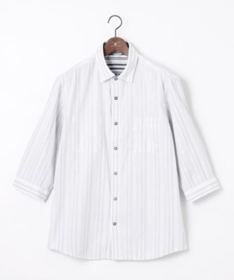 【キングサイズ・１枚で２通りの着こなし】オーガニックコットンリバーシブル　七分袖シャツ（ＨＨＪＫＳＭ０４０９）