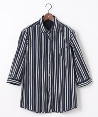 【キングサイズ・１枚で２通りの着こなし】オーガニックコットンリバーシブル　七分袖シャツ（ＨＨＪＫＳＭ０４０９）