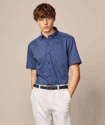 ＜JOSEPH ABBOUD (Men) ＞【快適な着心地／イージーケア】コンパクトジャージースクエアジャガート　半袖　シャツ（ＨＨＪＬＣＭ０３０３）