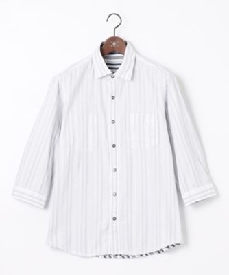 ＜JOSEPH ABBOUD (Men) ＞【１枚で２通りの着こなし】オーガニックコットンリバーシブル　七分袖シャツ（ＨＨＪＬＳＭ０４０９）