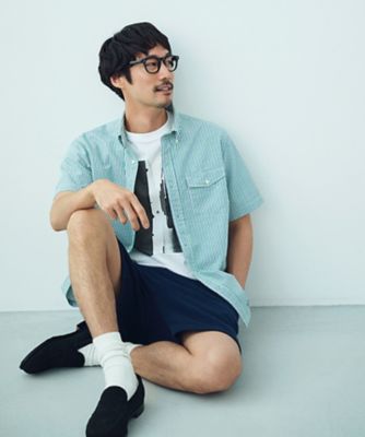 J.PRESS (Men)/ジェイ・プレス 風が通るシアサッカーの清涼感【吸水速乾/高通気性】サッカーストライプ シャツ/B.D.(HHOVGA0414) 160_ミドリ トップス【三越伊勢丹/公式】