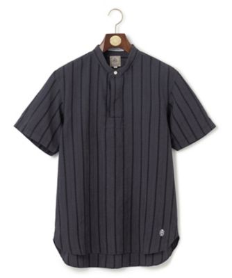 HYBRID LINEN】ドビーストライプ バンドカラーラガー
