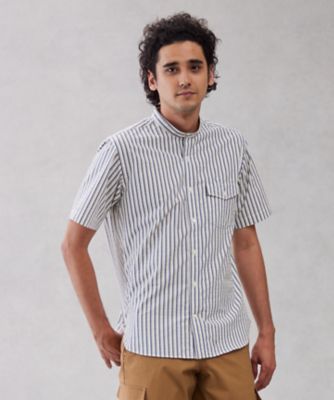 ＜J.PRESS (Men)＞【クールマックス】サッカーマルチストライプ　バンドカラーシャツ（ＨＨＯＶＳＭ０４１５）