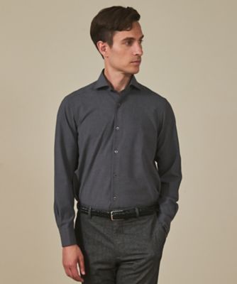 ＜五大陸 (Men)＞【シワになりにくい／ストレッチ／洗える】ウールライク　シャツ＿カッタウェイカラー（ＨＳＧＯＧＡ０３０３）