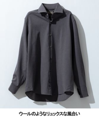 シワになりにくい／ストレッチ／洗える】ウールライク シャツ＿カッタ