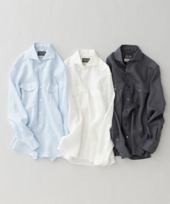 ノルマンディリネン使用【洗える】カッタウェイカラー　ソフトリネンシャツ（ＨＳＧＯＧＳ０３０１）