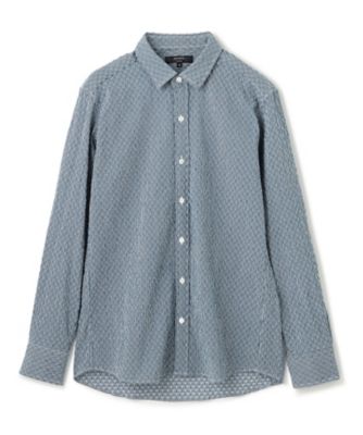 日本製　SETTO　Aライン　バンドカラー　ファームスシャツ　ストライプ　白×紺 SETTO Aライン バンドカラー ファームスシャツ ストライプ 白×紺
