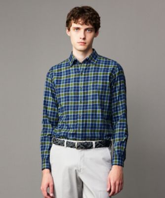 【SALE】JOSEPH ABBOUD (Men) /ジョセフ アブード【キングサイズ・柔らか/暖かい】ファインブラッシュド ネル チェック シャツ(HSJKCW0303) 454_カーキ トップス【三越伊勢丹/公式】