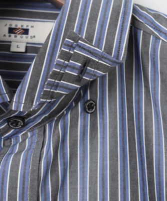 シルク×綿ブレンド】シルクコットンストライプ シャツ