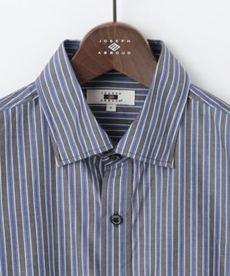 美品//アルアバイル　ストライプ　コットン　半袖シャツ　ブラウン×ホワイト セール】 オーガニックコットンロンドンストライプ シャツ