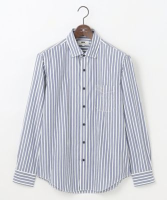 ebure ストライプ シルクコットン Wポケット 長袖シャツ ebure エブール EBURE シルクコットンストライプ Wポケット