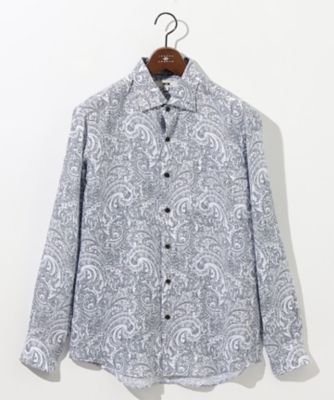 【麻１００％・軽い・涼しい】　モイスチャーリネンペイズリー　シャツ（ＨＳＪＬＧＭ０３０２）