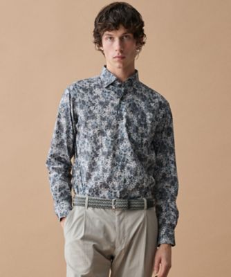 FRAMe WORK libertyプリント　シャツ ワイシャツ プリント 幾何 花柄 ブルー LOUIS & CLERK｜STYLE WORKS