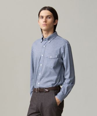 【SALE】J.PRESS (Men)/ジェイ・プレス ギンガムチェック コットンネルジャージシャツ(HSOVGS0413) 375_ネービーブルー トップス【三越伊勢丹/公式】