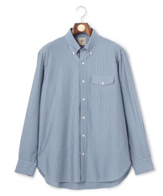 GREYSON ストライプ ボタンダウンシャツ M 究極のボタンダウンシャツ ストライプ （サックスブルー） -WWS