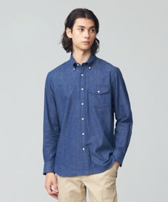＜J.PRESS (Men)＞パッチフラップ　デニムシャツ　／Ｂ．Ｄ．（ＨＳＯＶＳＡ０２１４）