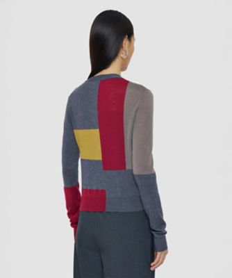 美品⭐︎テラウェア上⭐︎L⭐︎オープンネック 洗える】キャッシュエアーオーバーレイ ラウンドネックニット