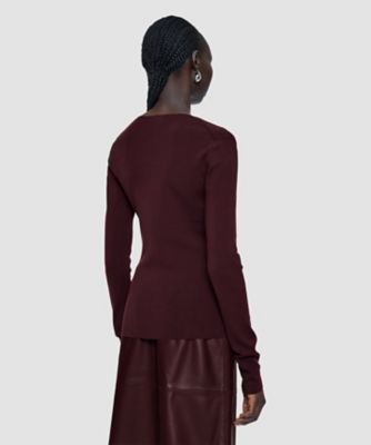 新品未使用 36,300円 JOSEPH 洗えるシルク トップス 36 ブルー 洗える】シルクストレッチVネックトップ（JF009337