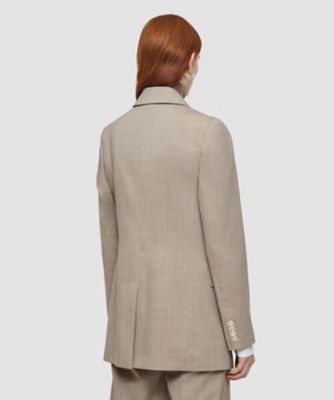 AKIHIKO IZUKURA シルク素材 ふくれ織り 3段ストライプジャケット 洗えるスーツ ストレッチ テーラードジャケット 黒シャドー