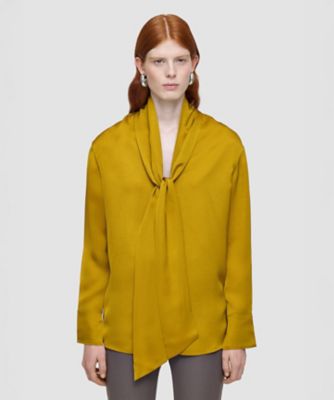 Drawer☆美しいイエローのコットンシルクのブラウス☆36サイズ