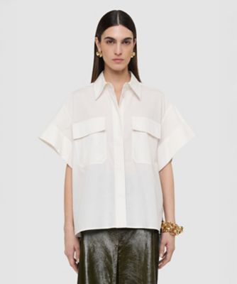 ＜JOSEPH L (Women／大きいサイズ) ＞ポプリンコットン　ショートスリーブシャツ（ＪＦ００９６６３）