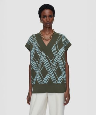 ＜JOSEPH (Women) ＞チェックニット　ベスト（ＪＦ００９７７４）