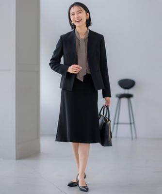 1度着用◇23区◇トリアセダブルジョーゼットノーカラージャケット 23区｜【セットアップ対応/洗える】トリアセダブルジョーゼット