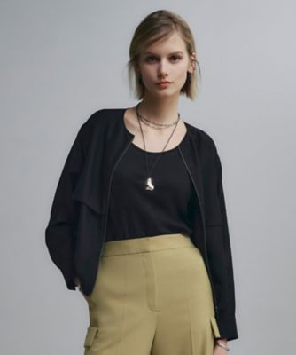 ＜ICB L (Women/大きいサイズ)＞【接触冷感・速乾・洗える】　再生繊維（セルロース）ナイロンワッシャー　ノーカラーブルゾン（ＪＫＣＭＧＭ０４０７）