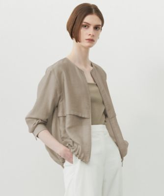 ＜ICB L (Women/大きいサイズ)＞【接触冷感・速乾・洗える】　再生繊維（セルロース）ナイロンワッシャー　ノーカラーブルゾン（ＪＫＣＭＧＭ０４０７）