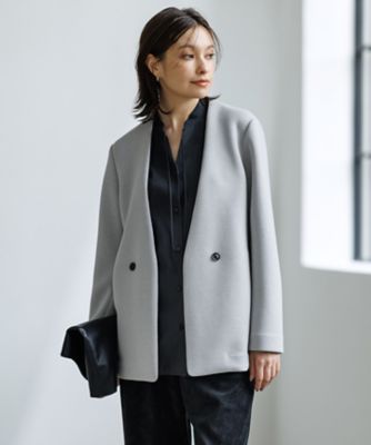 ＜ICB L (Women/大きいサイズ)＞【洗える】コンパクトＷフェイス　ノーカラージャケット（ＪＫＣＭＧＷ０４２４）