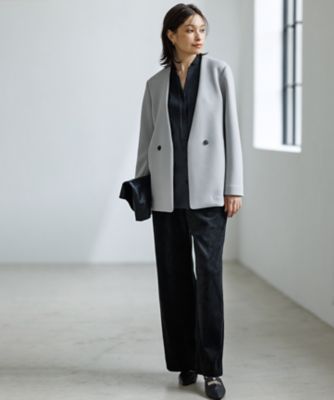 洗える】コンパクトWフェイス ノーカラージャケット