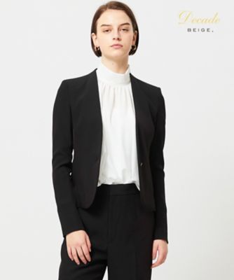 523 新品 BEIGE,ベイジ 新作 LUIZA ノーカラージャケット 4 BEIGE，(ベイジ，)｜LUIZA（ルイーザ）/ノーカラージャケット