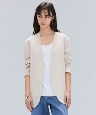 BEIGE， (Women)/ベイジ【洗える/接触冷感/速乾/UVケア対応・Precious 8月号掲載】BATEAU/ボタンレスノーカラジャケット(JKCWGA0002) 033_ベージュ コート・ジャケット【三越伊勢丹/公式】
