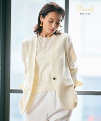 ＜BEIGE， (Women)＞【洗える】ＣＡＲＯＬＥ　／　リネンライクノーカラーハーフ丈ジャケット（ＪＫＣＷＧＭ０７３０）