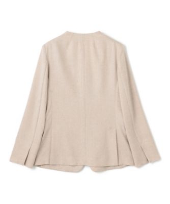 【値下げ】BEIGE,CAROLE / リネンライクノーカラーハーフ丈ジャケット BEIGE，(ベイジ)の【洗える・L-size】CAROLE / リネンライクノー