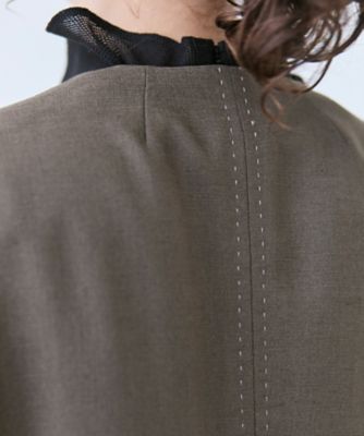 【値下げ】BEIGE,CAROLE / リネンライクノーカラーハーフ丈ジャケット 洗える】CAROLE ／ リネンライクノーカラーハーフ丈