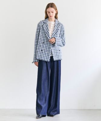 Rene TISSUE ファンシーツイード ダブルボタンジャケット 34 Rene TISSUE ファンシーツイード ダブルボタンジャケット 34