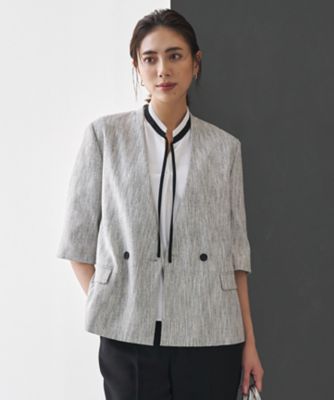＜ICB (Women)＞ストレッチＭＩＸツイード　半袖ジャケット（ＪＫＣＹＬＭ０４０７）
