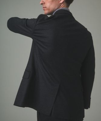 【大人ビジカジ】ユナイテッドアローズ・ジャケット・ストレッチ・黒・千鳥格子・L セットアップ対応【2WAYストレッチ／シワになりにくい】T