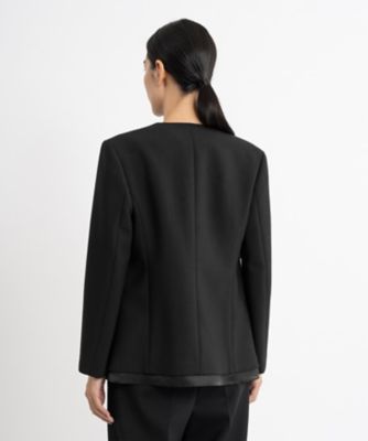 エステータ】ウールダブルクロス オーガンジーレイヤード ジャケット