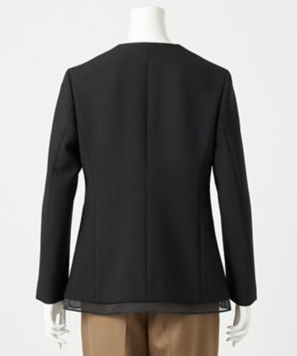 エステータ】ウールダブルクロス オーガンジーレイヤード ジャケット