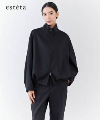 esteta (Women)/エステータ 大きいサイズ ライトダブルクロス ブルゾン(JKH7GW0921) 005_クロ コート・ジャケット【三越伊勢丹/公式】