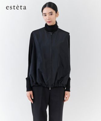 esteta (Women)/エステータ 大きいサイズ シルクブレンド ライトタフタ ジップアップ ベスト(JKH7GW0923) 075_ネービーブルー 衣料品【三越伊勢丹/公式】