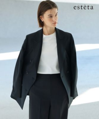 ＜esteta (Women)＞【エステータ】ウールシルクギャバジン　ダブルブレストジャケット（ＪＫＨ７ＬＳ０９２３）