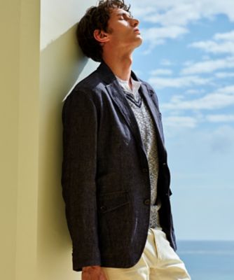 【キングサイズ・ＪＡＰＡＮファブリック／セットアップ／清涼】ＬＩＮＥＮ　ＤＥＮＩＭ　ジャケット（ＪＫＪＫＣＭ０３０３）