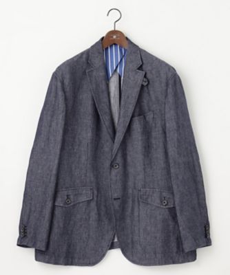 【キングサイズ・ＪＡＰＡＮファブリック／セットアップ／清涼】ＬＩＮＥＮ　ＤＥＮＩＭ　ジャケット（ＪＫＪＫＣＭ０３０３）
