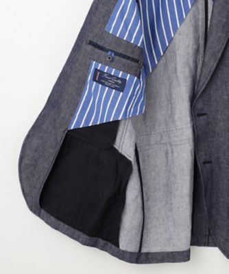 【キングサイズ・ＪＡＰＡＮファブリック／セットアップ／清涼】ＬＩＮＥＮ　ＤＥＮＩＭ　ジャケット（ＪＫＪＫＣＭ０３０３）