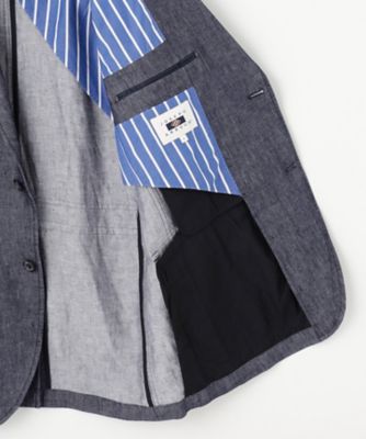 【キングサイズ・ＪＡＰＡＮファブリック／セットアップ／清涼】ＬＩＮＥＮ　ＤＥＮＩＭ　ジャケット（ＪＫＪＫＣＭ０３０３）